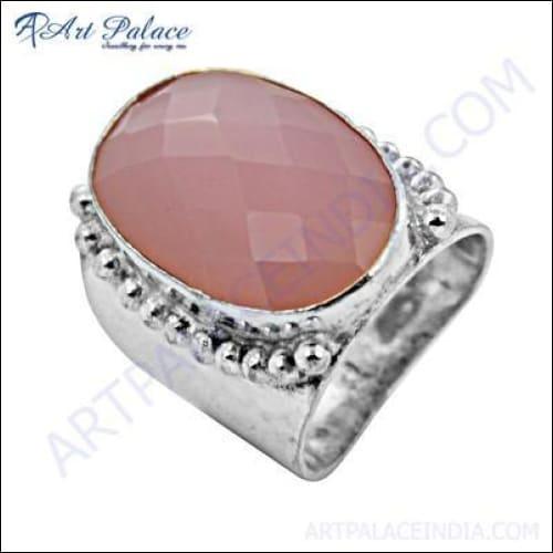 Romantic Rose Quartz Gemstone German Silver Rings