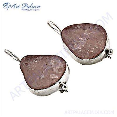 Romantic Rose Quartz Gemstone Silver Earrings Rosequartz Silver Earrings Attractive Gemstone Earring
