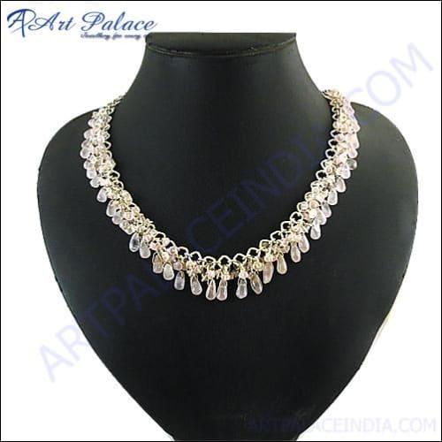 Rosequartz Gemstone 925 Silver Necklace