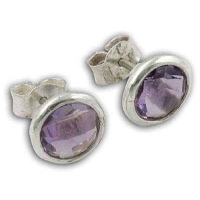 Round Amethyst Checker Cut Gemstone 925 Silver Earring Magnificent Earring Hottest Earring