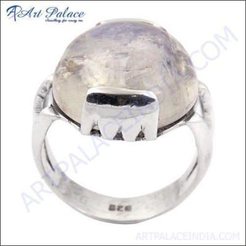 Round Rainbow Delight Gemstone Silver Ring