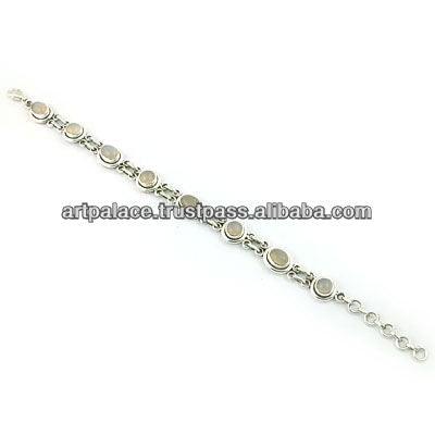 Royal 925 Sterling Silver Rainbow Moonstone Gemstone Bracelet Wedding Bracelet Cut Stone Bracelet Party Wear Bracelet