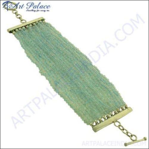 Royal Blue Topaz Silver Gemstone Bracelet Blue Beaded Bracelet Adjustable Bracelet