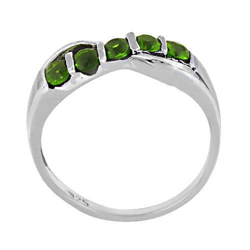 Royal Green Cubic Zircon Gemstone 925 Silver Ring Green Cz Rings Coolest Cz Rings