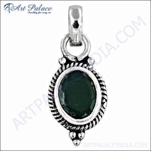 Royal Green Onyx Silver Gemstone Pendants Green Onyx Pendant Ethnic Pendant