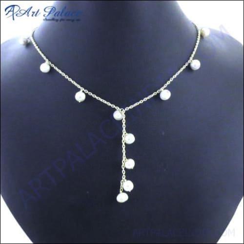 Royal Pearl Gemstone Silver Necklace