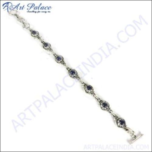 Royal Silver Gemstone Bracelet Gemstone Silver Bracelet Precious Gemstone Bracelet