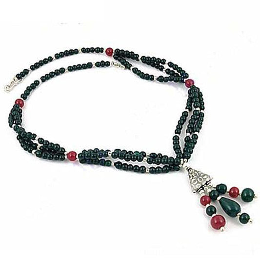 Ruby & Dyed Gemstone German 925 Silver Necklace German Silver Necklace Precious Gemstone Necklace