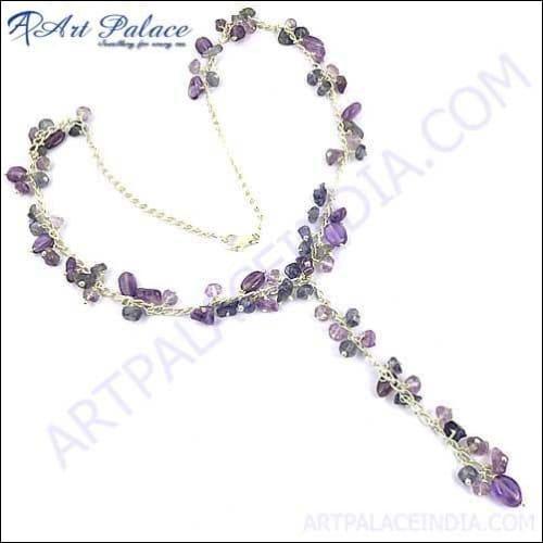 Semi Precious & Precious Amethyst, Iolite New Button Style Necklace Newest Beaded Necklace Energy Beaded Necklace