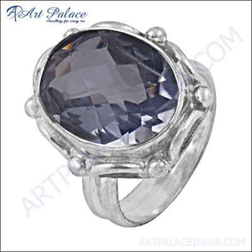Sensational Crystal Gemstone German Silver Ring, 925 Sterling Silver Jewelry