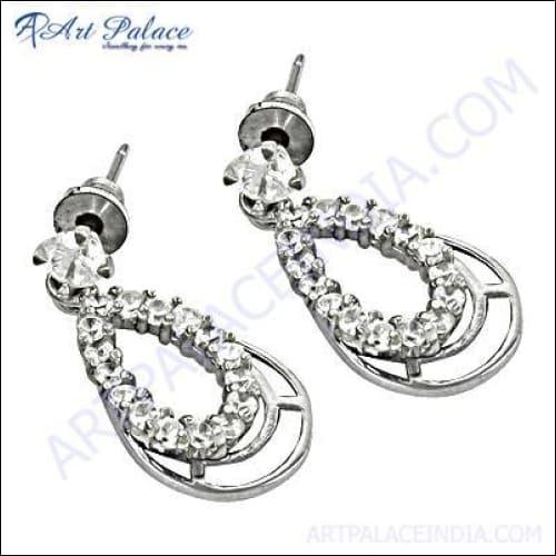 Sensational Cubic Zirconia Gemstone 925 Silver Earrings Fantastic Cz Earrings Solid Earrings Cz Silver Earrings