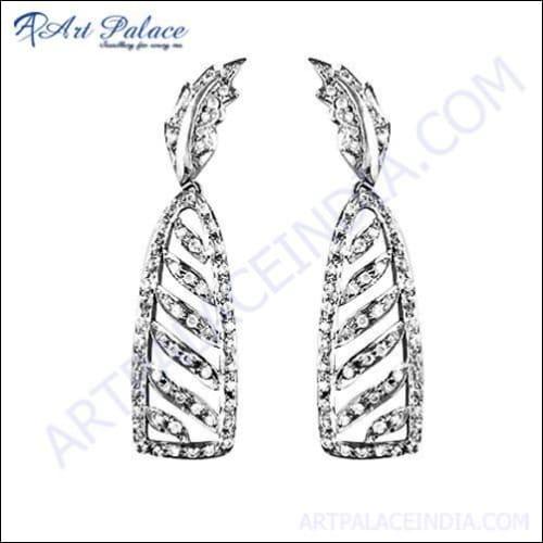 Sensational Cubic Zirconia Gemstone Silver Earrings