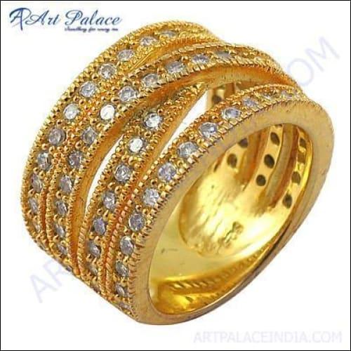 Sensational Cubic Zirconia Gold Plated Silver Ring High Class Cz Rings Adorable Cz Rings