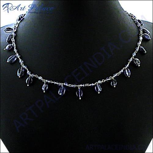 Silver Necklace Precious Gemstone Beads Necklace Awesome Beaded Necklace