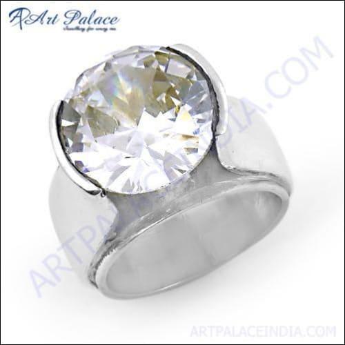 Simple & Charming Cubic Zirconia Gemstone 925 Silver Ring