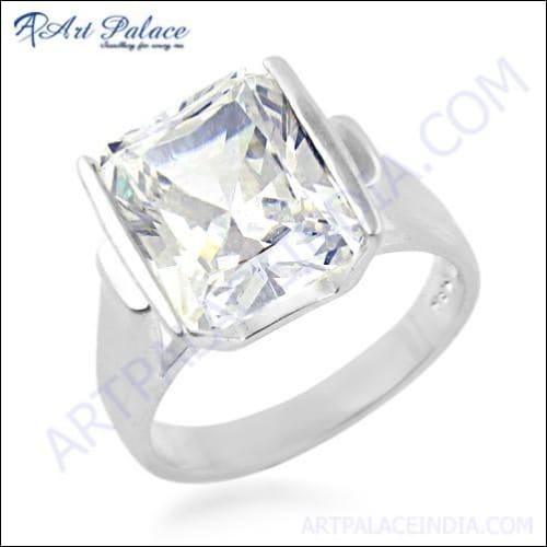 Simple & Charming Cubic Zirconia Gemstone Silver Ring