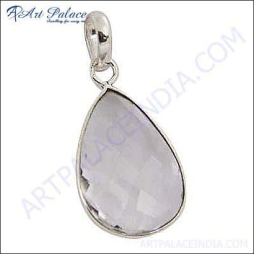 Simple Crystal Gemstone In German Silver Pendant Jewelry