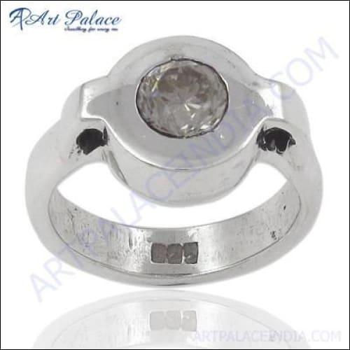 Simple Design Cubic Zirconia Gemstone Silver Ring Adorable Cz Rings Fashionable Rings