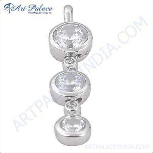 Simple Design In Silver Cubic Zirconia Gemstone Pendant Jewelry
