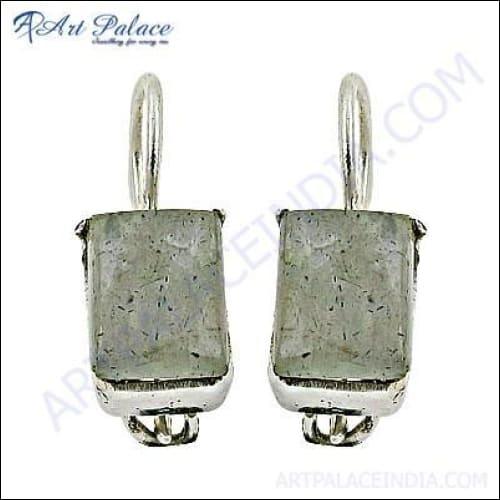 Simple Design Labradorite Silver Earring