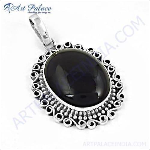 Simple Ethnic Design In Silver Gemstone Pendant Jewelry, 925 Sterling Silver Jewelry