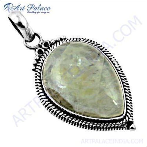 Simple Ethnic Plain Silver Gemstone Pendant Jewelry With 925 Sterling Silver