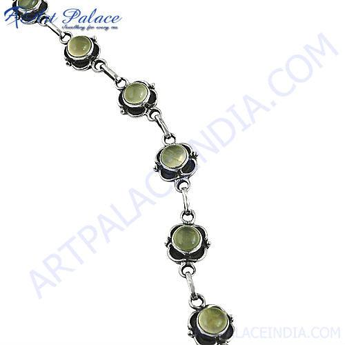 Simple Plain Design Chalcedony Gemstone Bracelets 925 Silver Jewelry Gemstone Silver Bracelet Adjustable Gemstone Bracelet