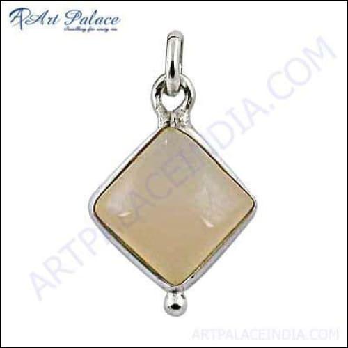 Simple Plain Design With Chalcedony Gemstone Silver Pendant, 925 Sterling Silver Jewelry