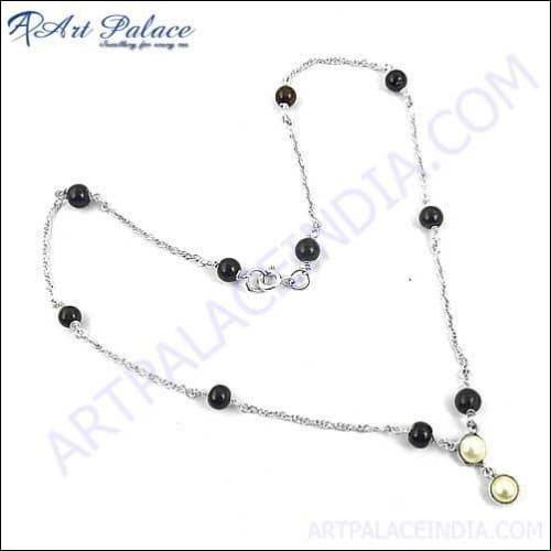 Simple Plain Silver Beads Necklace Jewelry, Beaded Jewelry