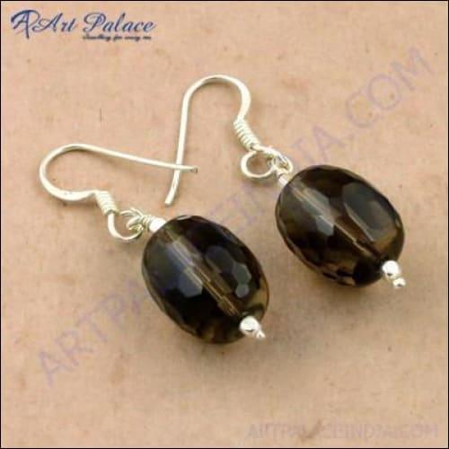 Simple Plain Silver Gemstone Earrings Jewelry, 925 Sterling Silver Jewelry Artisan Beaded Earrings