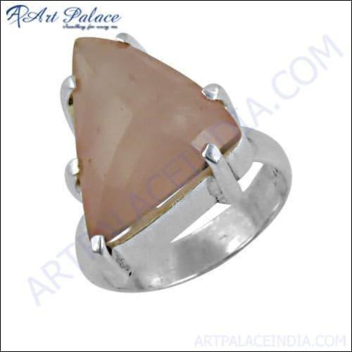Simple Plain Silver Gemstone Rings Jewelry, 925 Sterling Silver