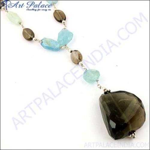 Smokey Quartz Gemstone 925 Silver Necklace