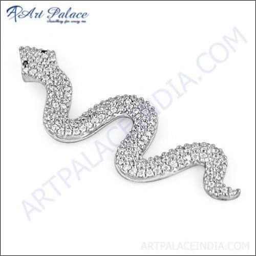 Snake Style Cubic Zirconia Gemstone SIlver Pendant
