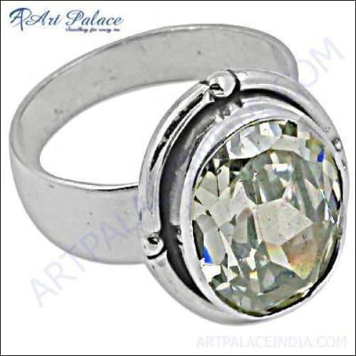 Sparkling Cubic Zirconia Gemstone 925 Silver Ring Round Cz Rings Shiny Cz Rings