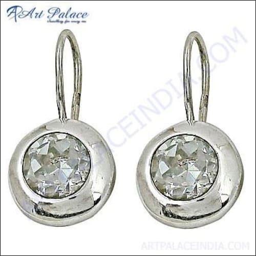 Sparkling CZ Gemstone Silver Earring
