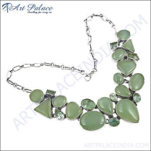 Special Design Auamarine Gemstone Silver Necklace