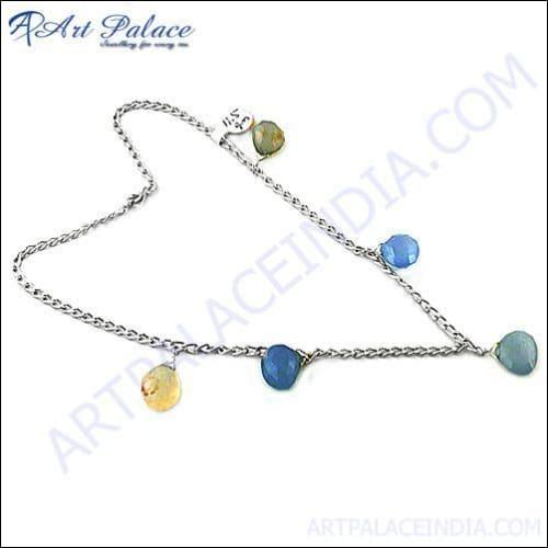 Special Design Chalcedony Gemstone Silver Necklace