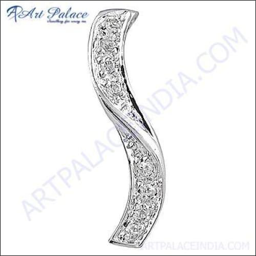Special Design Cubic Zirconia Silver Pendant For Party Wearing