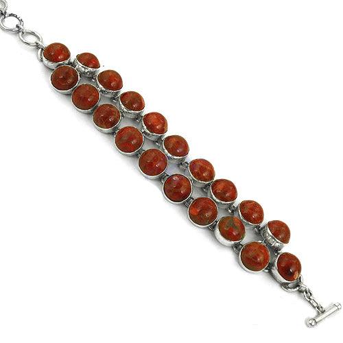 Sponge Coral Gemstone 925 Silver Bracelet Faceted Gemstone Bracelet Solid Bracelet