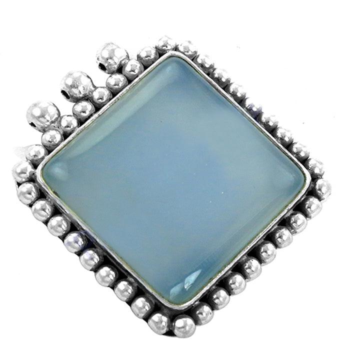 Square Chalcedony Gemstone 925 Sterling Silver Pendant Ethnic Gemstone Pendant Awesome Pendant