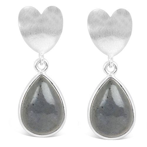 Stylish 925 Sterling Silver Grey Moonstone Plain Pear Cab Earring Glittering Earrings Exceptional Gemstone Earring