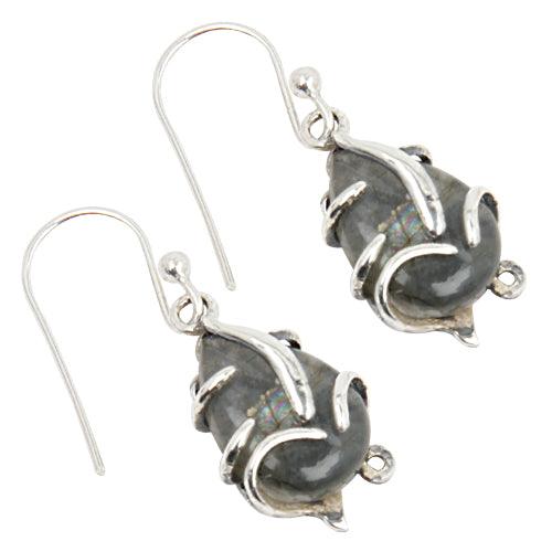 Stylish 925 Sterling Silver Grey Moonstone Plain Pear Earring Designer Gemstone Earring Handmade Gemstone Earring