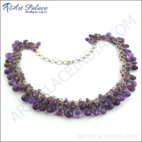 Stylish & Designer African Amethyst Gemstone Silver Necklace