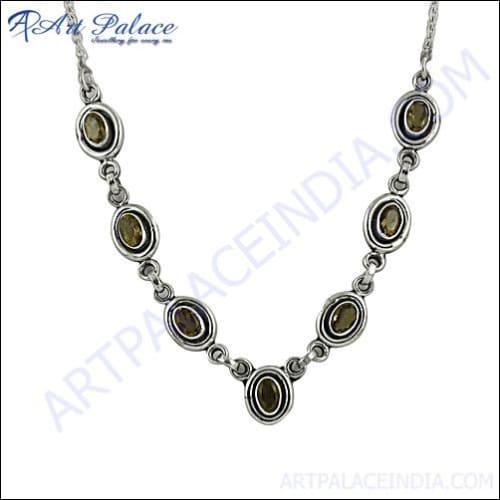 Stylish & Designer Smokey Quartz Gemstone Silver Necklace Smokey Quartz Necklace Latest Gemstone Necklace