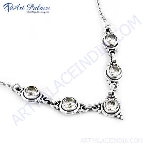 Stylish Cubic Zircon Gemstone 925 Sterling Silver Necklace Jewelry Amazing Cz Necklace Cz Silver Necklace