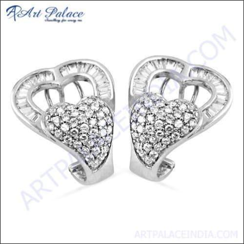 Stylish Cubic Zirconia Gemstone 925 Silver Earrings