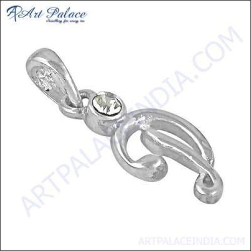 Stylish Design In Silver Pendant With CZ, 925 Sterling Silver Jewelry