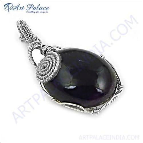 Stylish Fashionable Ethnic Design In Silver Pendant Jewelry With Single Stone Gemstone Silver Pendant Designer Pendant