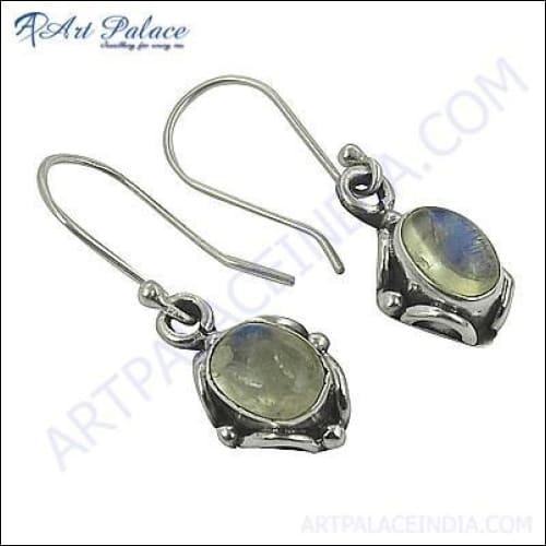 Elegant Rainbow Moonstone Gemstone Silver Earrings - Stylish Jewelry