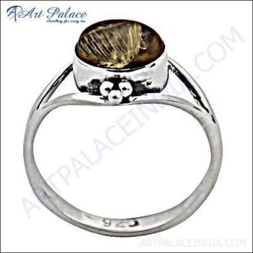 Surprising Rutilated Quartz Gemstone Silver Ring Energy Gemstone Rings Gemstone Rings